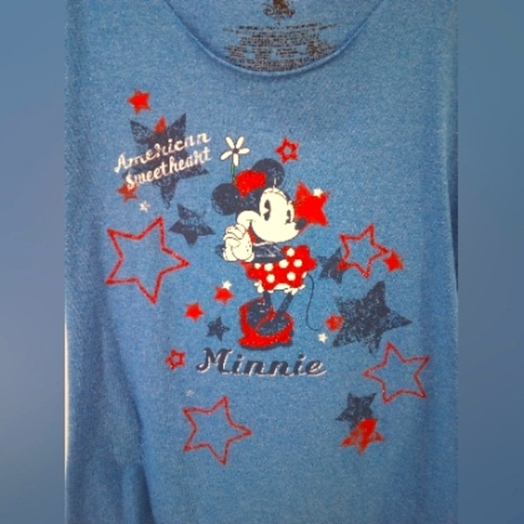 Disney Store Vintage Style Minnie Mouse Cotton Blend Blue Tee T-Shirt - Picture 2 of 6